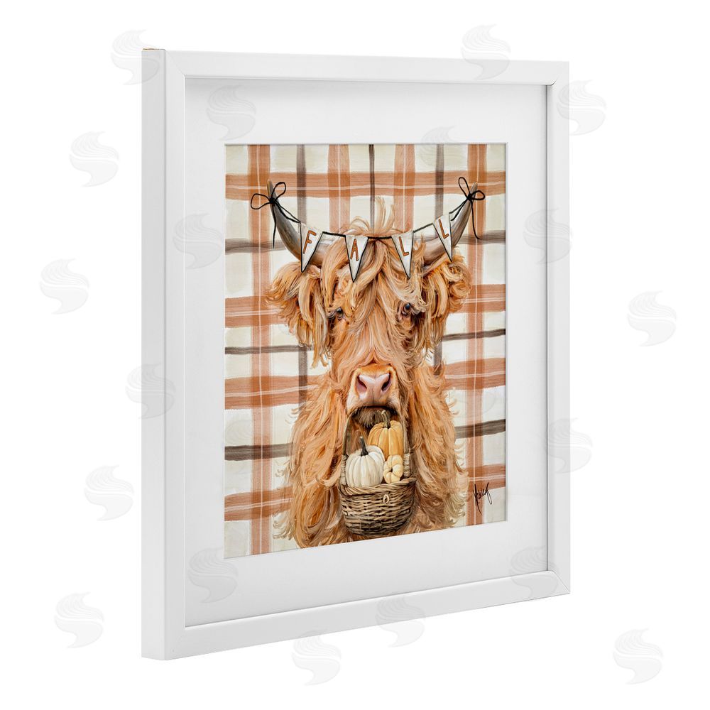 Ashley Bradley Autumn Harvest Cattle White Framed Print Under Glass Art