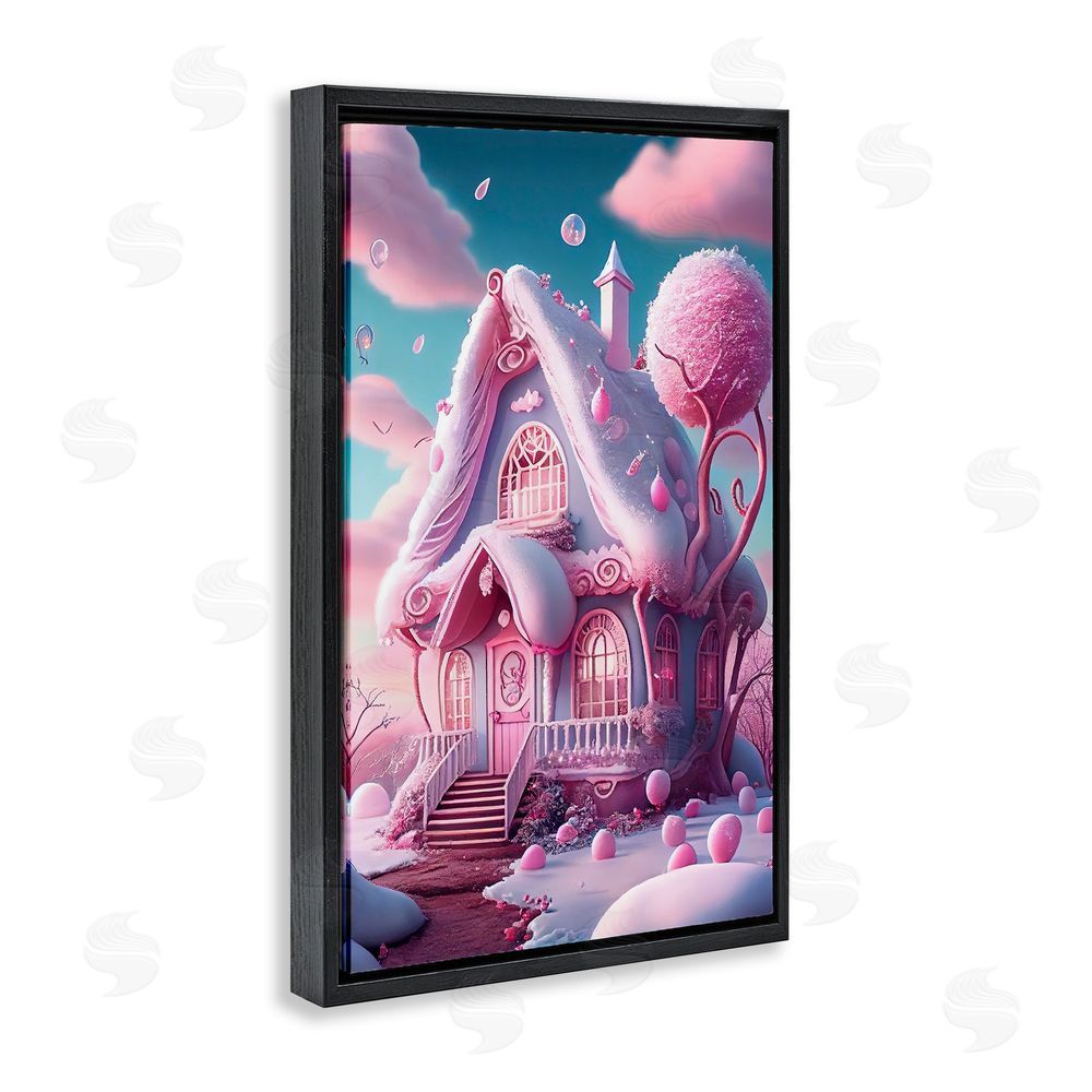 Sasha Magicville Sugar Blossom Cottage Black Floating Frame Canvas Wall Art Print