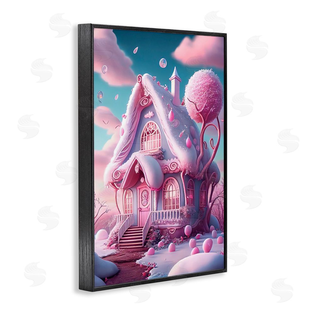Sasha Magicville Sugar Blossom Cottage Black Framed Giclee Wall Art Print