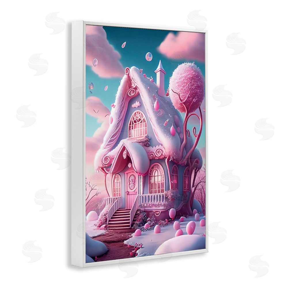 Sasha Magicville Sugar Blossom Cottage White Framed Giclee Wall Art Print
