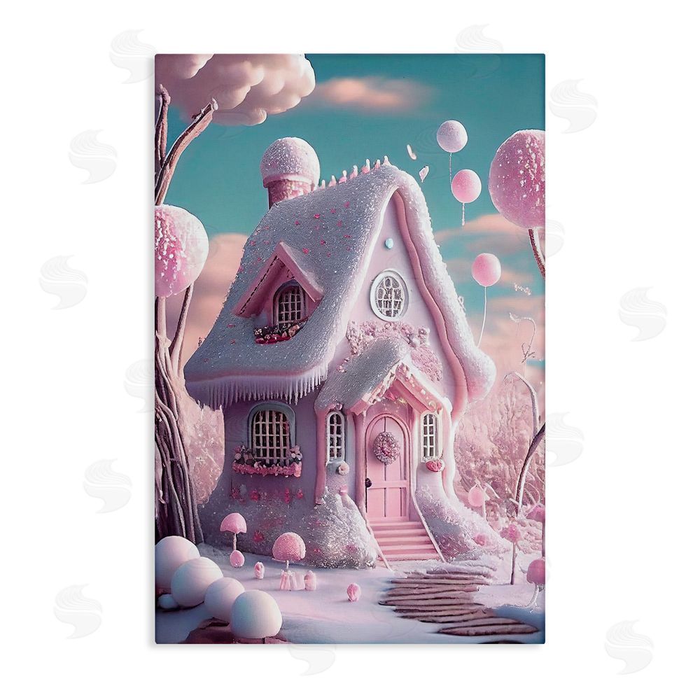 Sasha Magicville Snow Crusted Cottage Canvas Wall Art Print