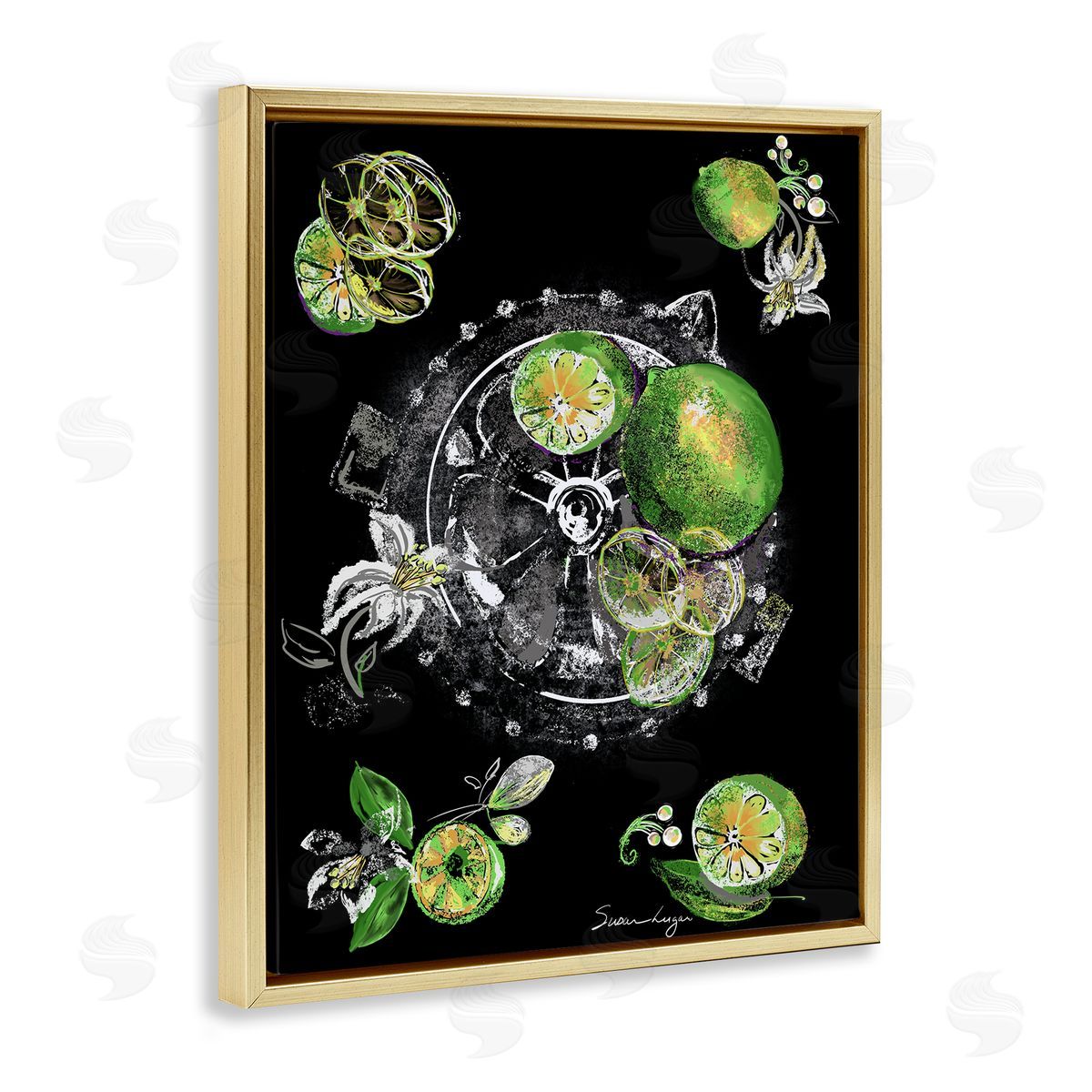 Susan Lugar Sliced Limes Juicer Canvas Wall Art Print