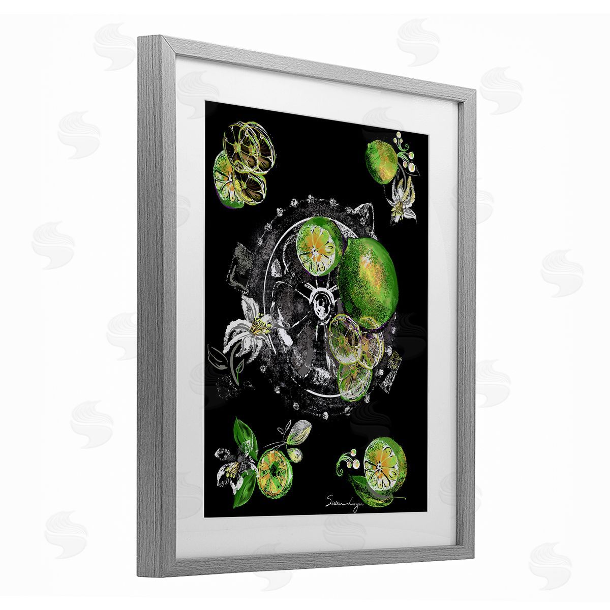 Susan Lugar Sliced Limes Juicer Canvas Wall Art Print