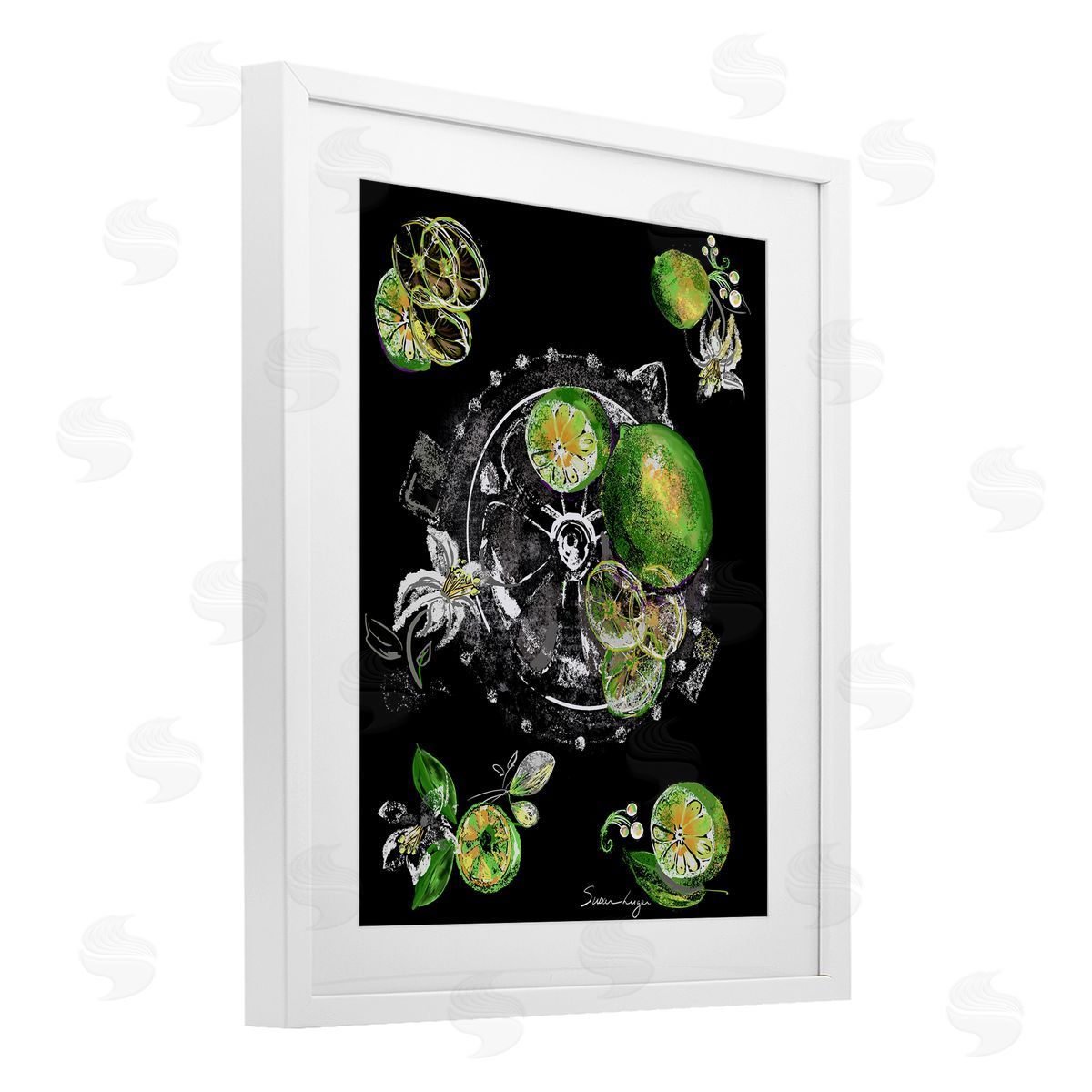Susan Lugar Sliced Limes Juicer Canvas Wall Art Print