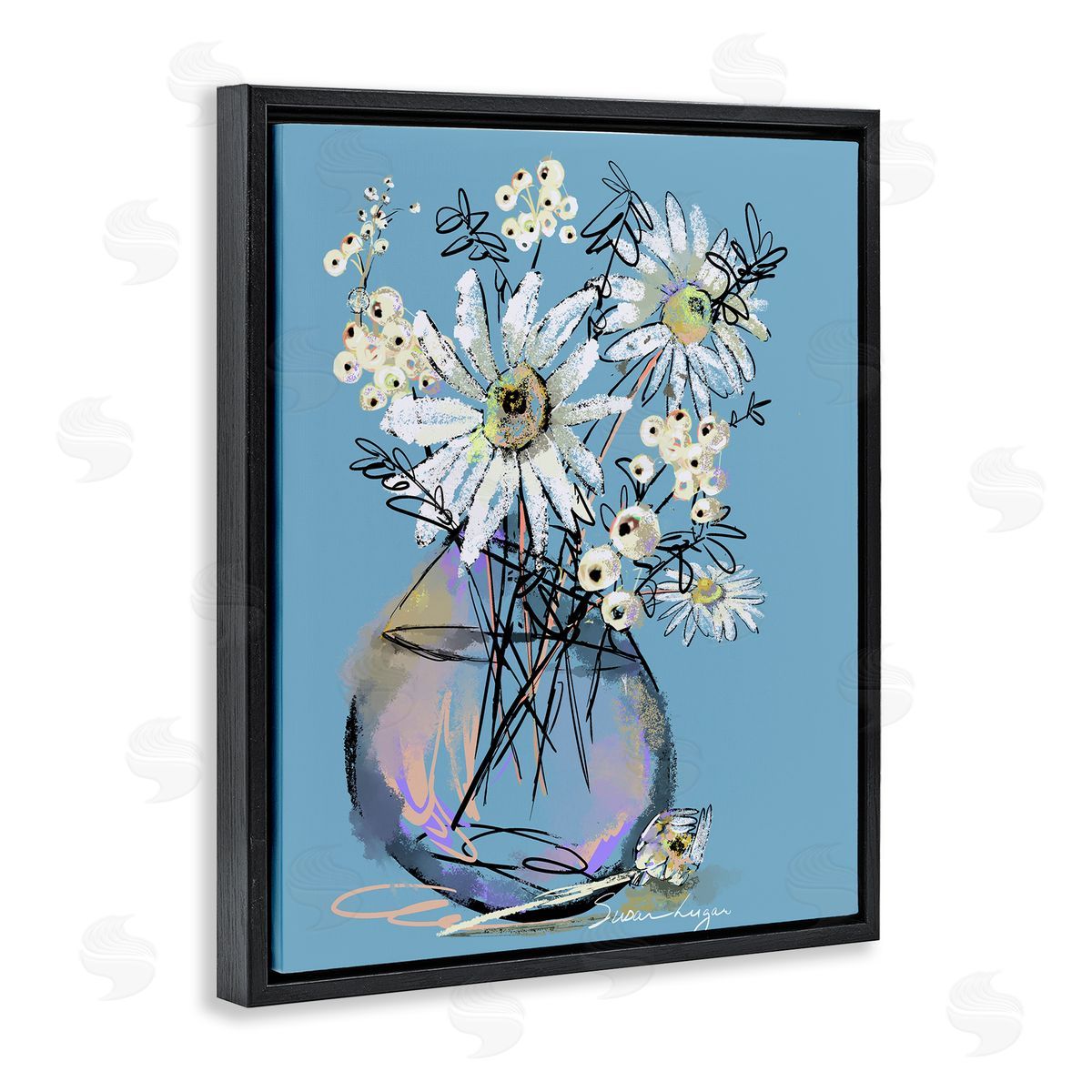 Susan Lugar Snow Berries And Daisies Canvas Wall Art Print