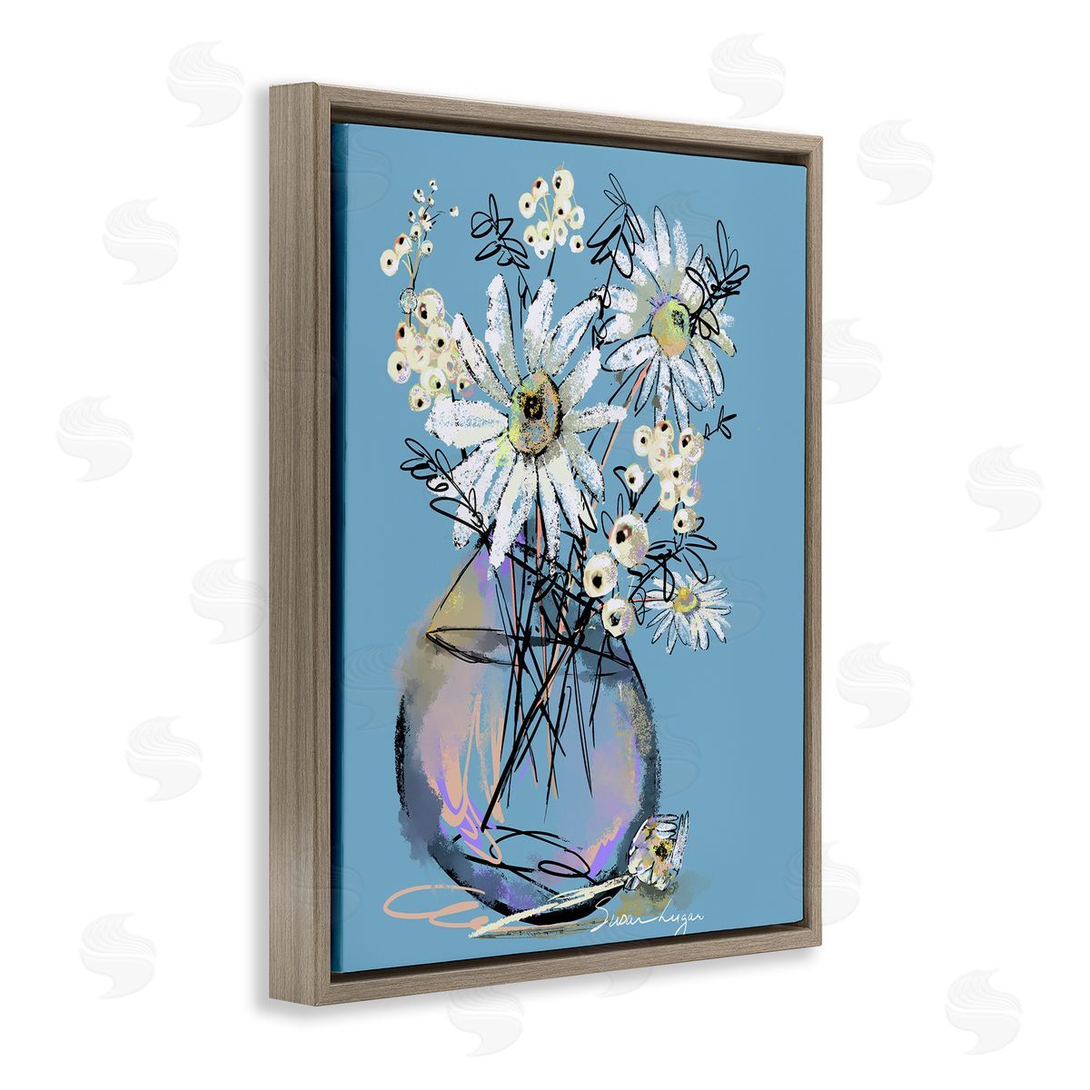 Susan Lugar Snow Berries And Daisies Canvas Wall Art Print