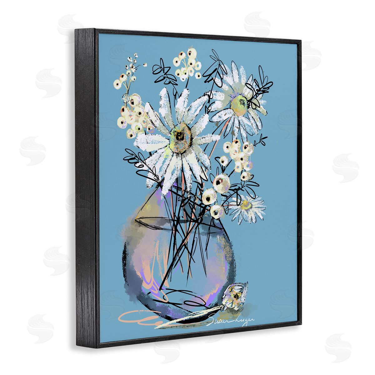 Susan Lugar Snow Berries And Daisies Canvas Wall Art Print