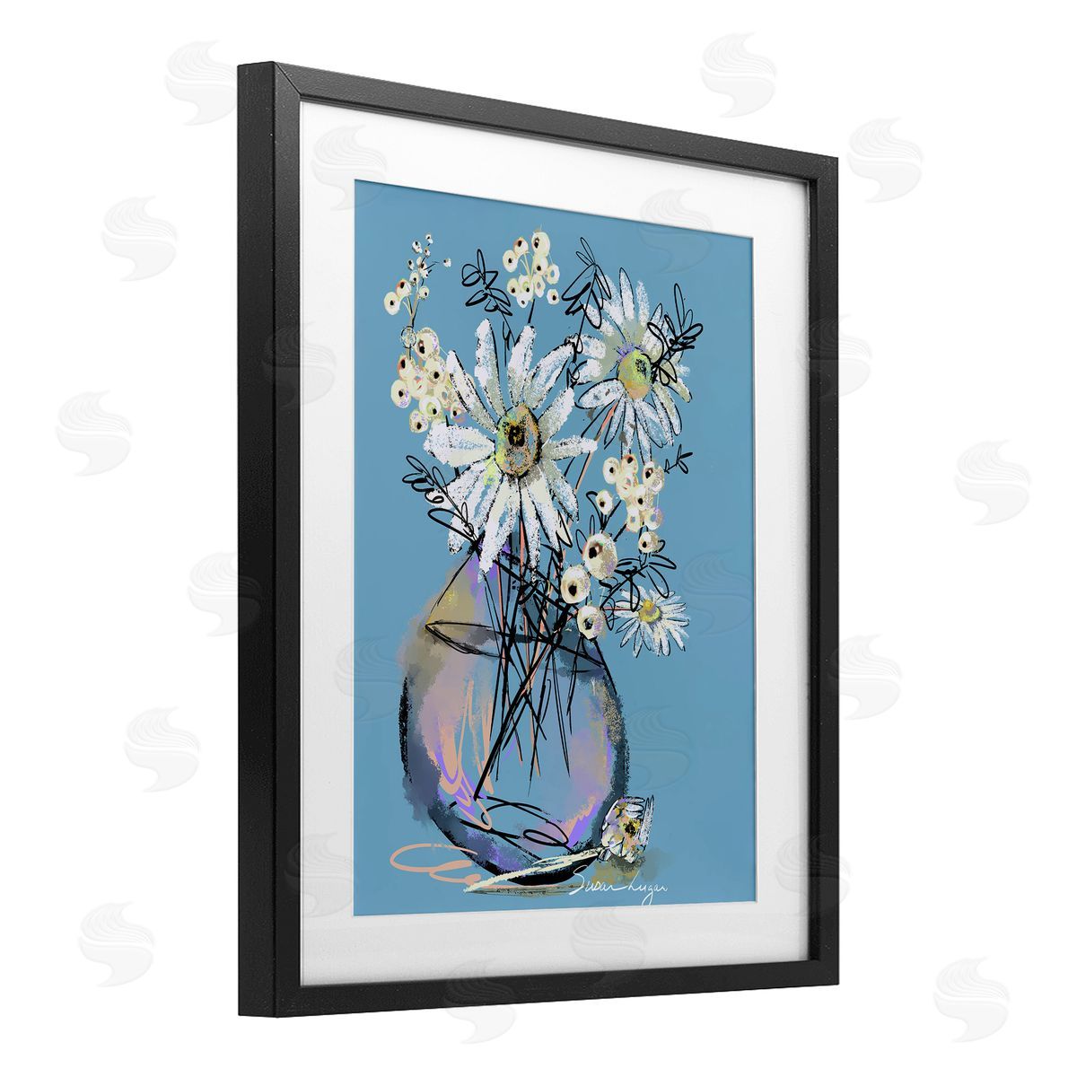 Susan Lugar Snow Berries And Daisies Canvas Wall Art Print