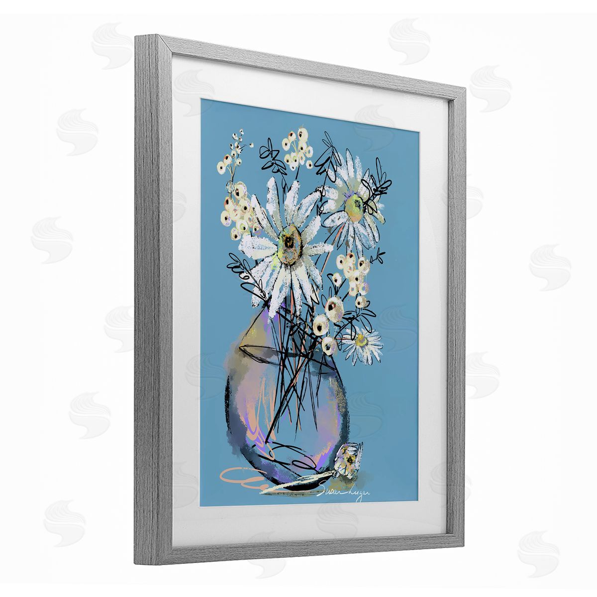 Susan Lugar Snow Berries And Daisies Canvas Wall Art Print