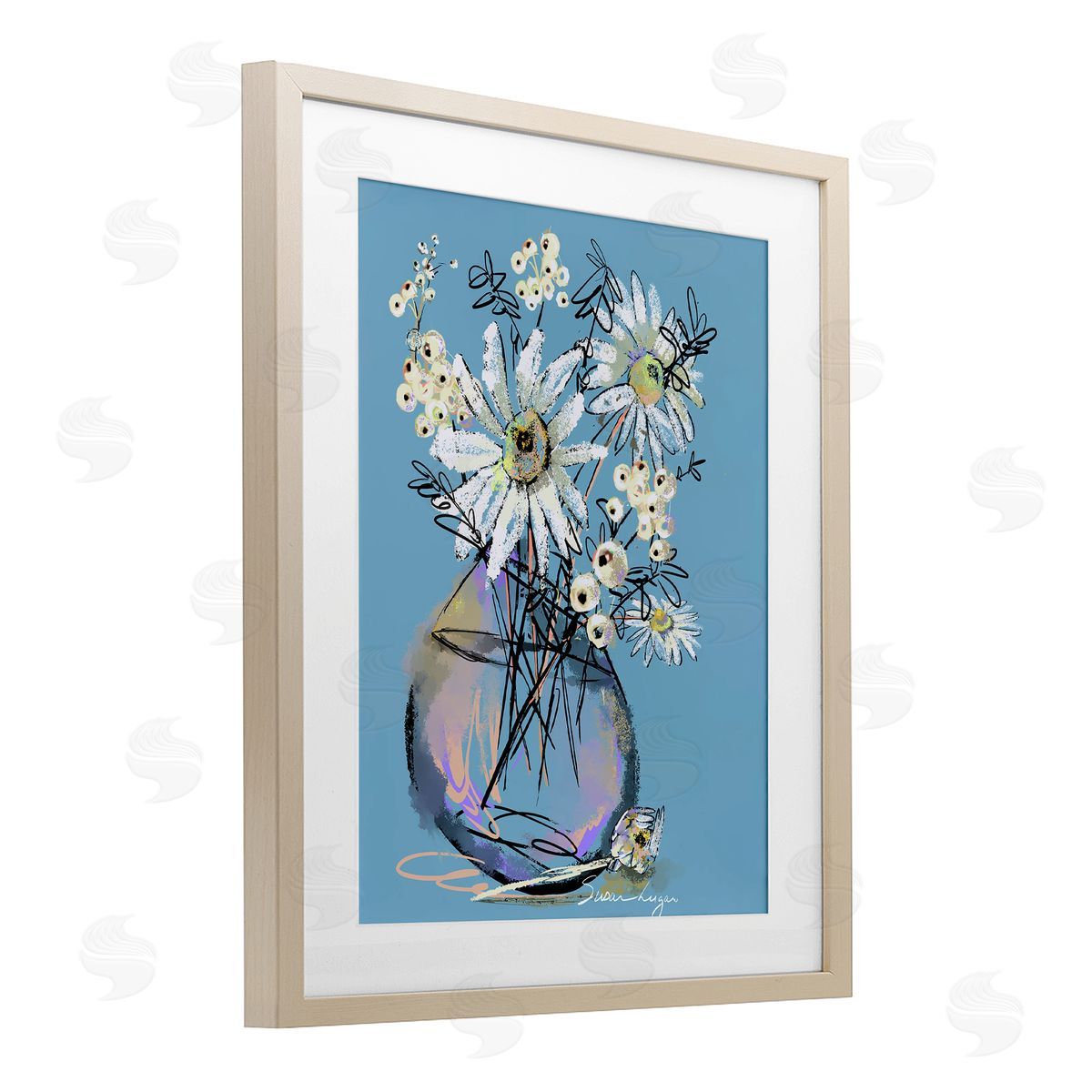 Susan Lugar Snow Berries And Daisies Canvas Wall Art Print