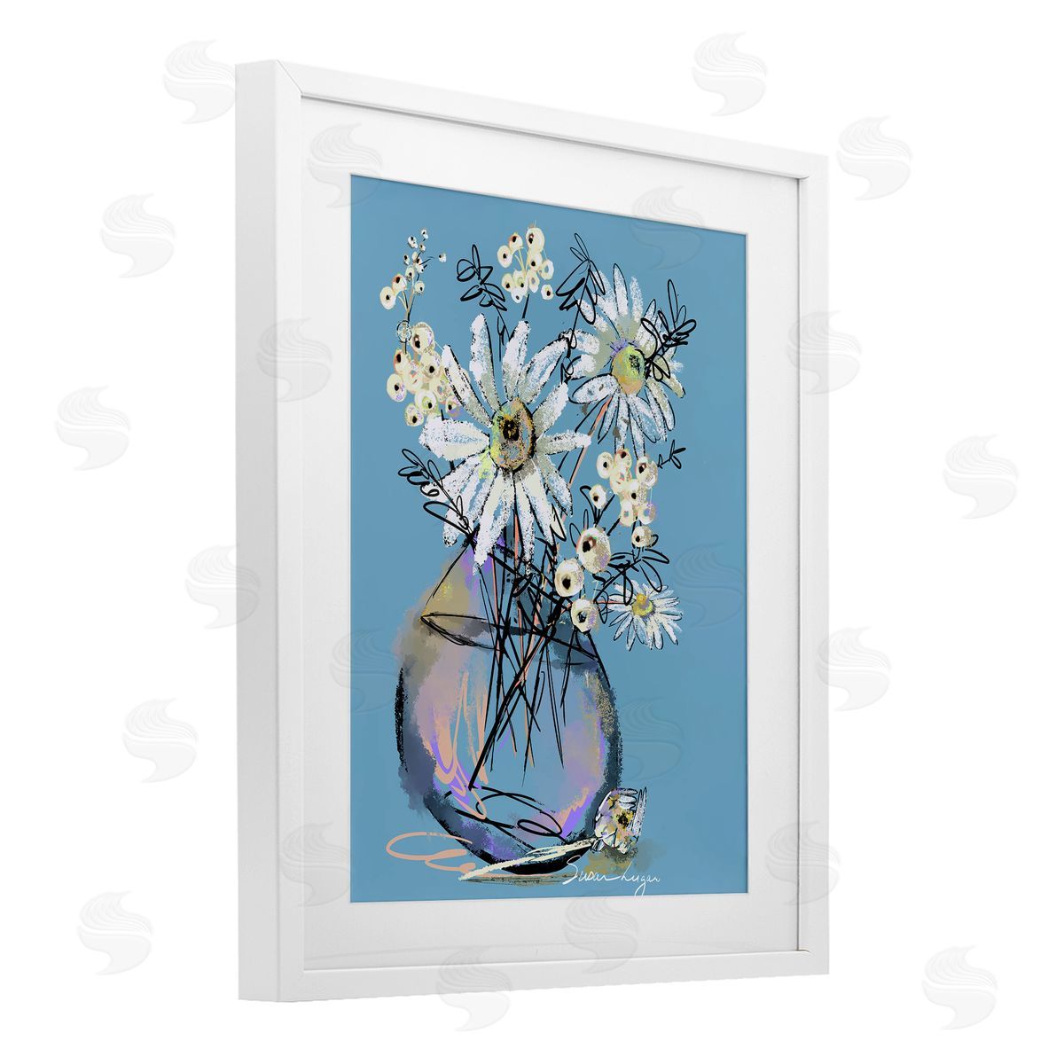 Susan Lugar Snow Berries And Daisies Canvas Wall Art Print