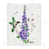 Susan Lugar | Delphiniums and Hummingbird