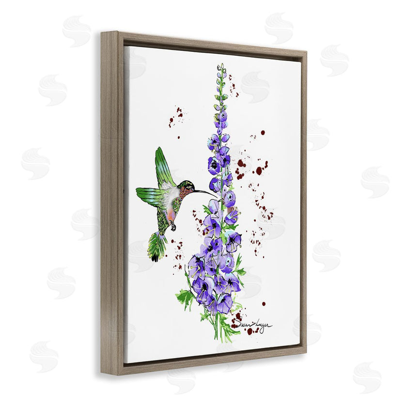Susan Lugar | Delphiniums and Hummingbird