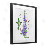 Susan Lugar | Delphiniums and Hummingbird