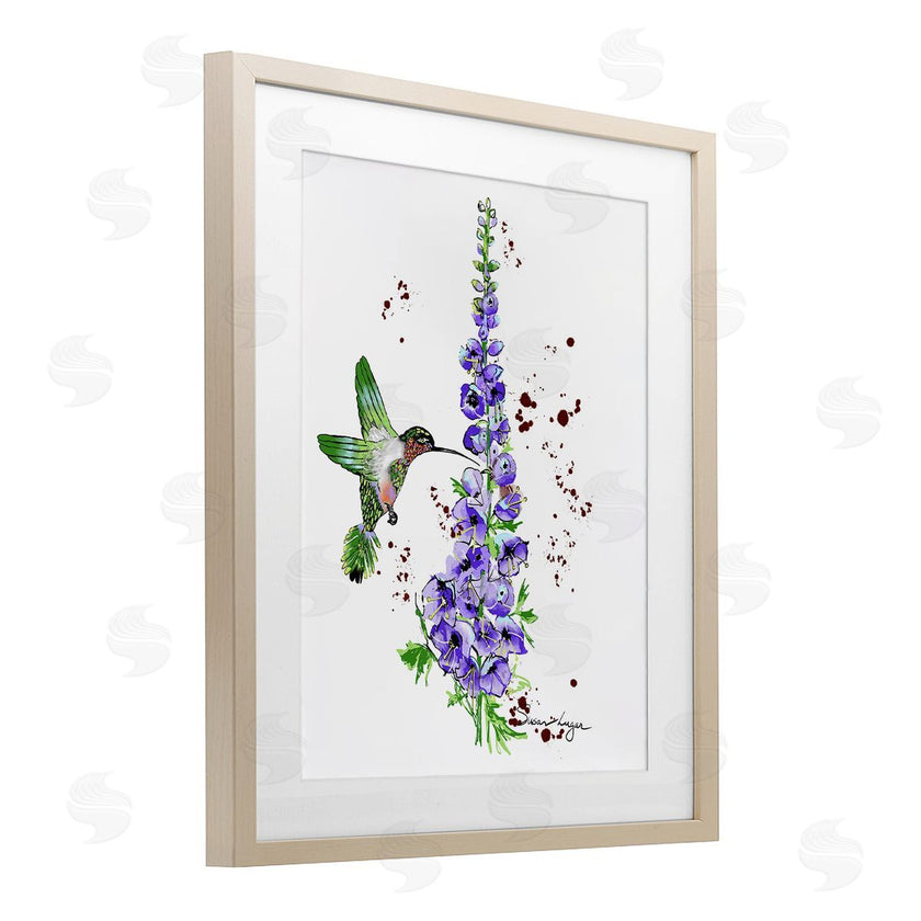 Susan Lugar | Delphiniums and Hummingbird