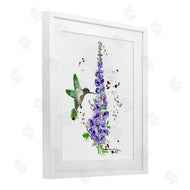 Susan Lugar | Delphiniums and Hummingbird