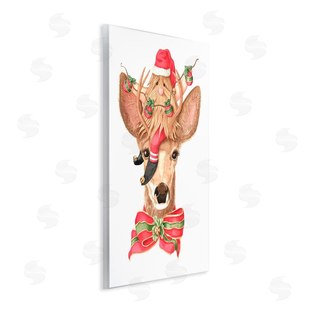 Nancy Overton Santa's Elf on Deer Wall Plaque Art Print