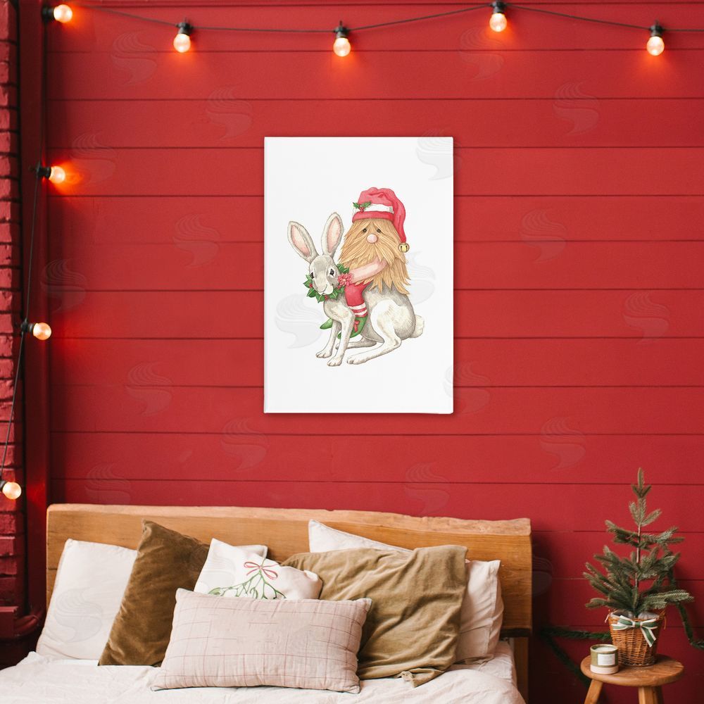 Nancy Overton Santa's Elf Riding Rabbit Printed Wall Art in Room
