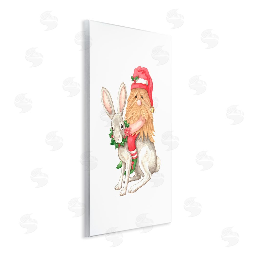 Nancy Overton Santa's Elf Riding Rabbit Wall Plaque Art Print
