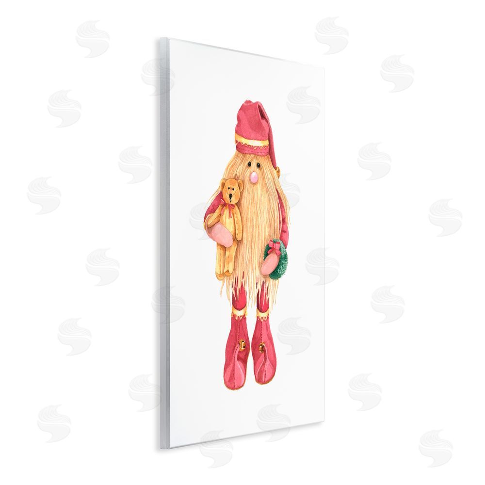 Nancy Overton Santa's Elf with Teddy Bear Wall Plaque Art Print
