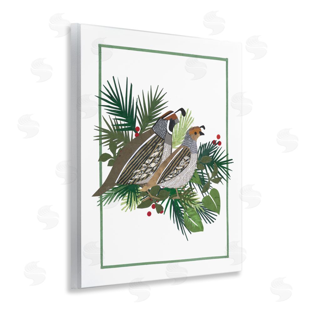 Nancy Overton Christmas Quail & Fir Wall Plaque Art Print