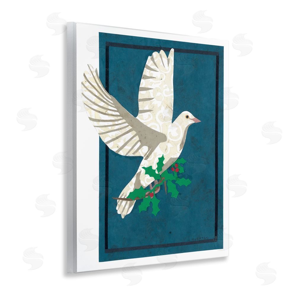 Nancy Overton Christmas Dove with Holly Wall Plaque Art Print