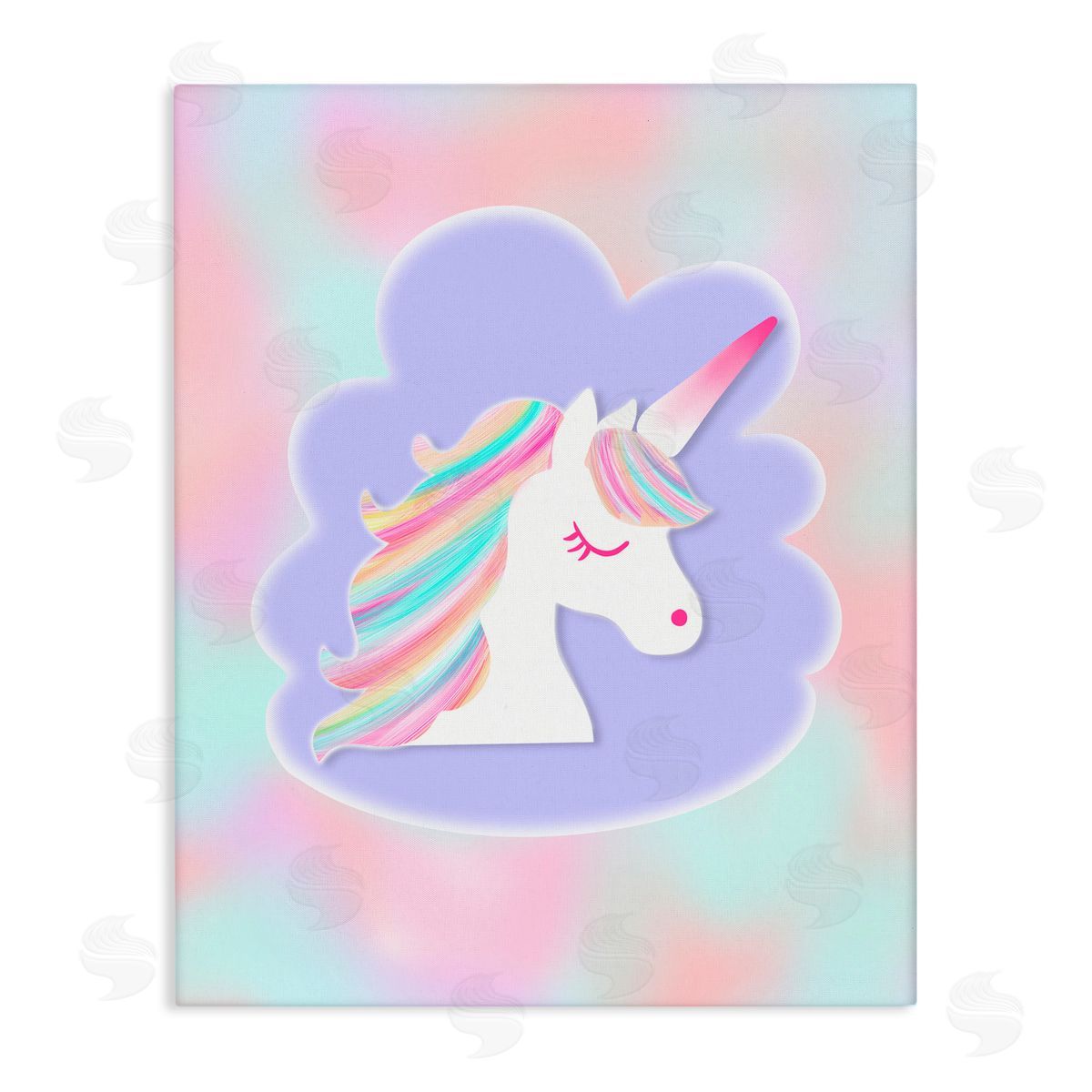 Pooja Dave Unicorn Face Pastel Cloud Canvas Wall Art Print