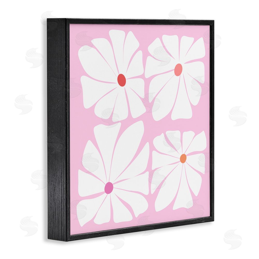 Pooja Dave Four Contemporary Daisies Black Framed Giclee Art Print