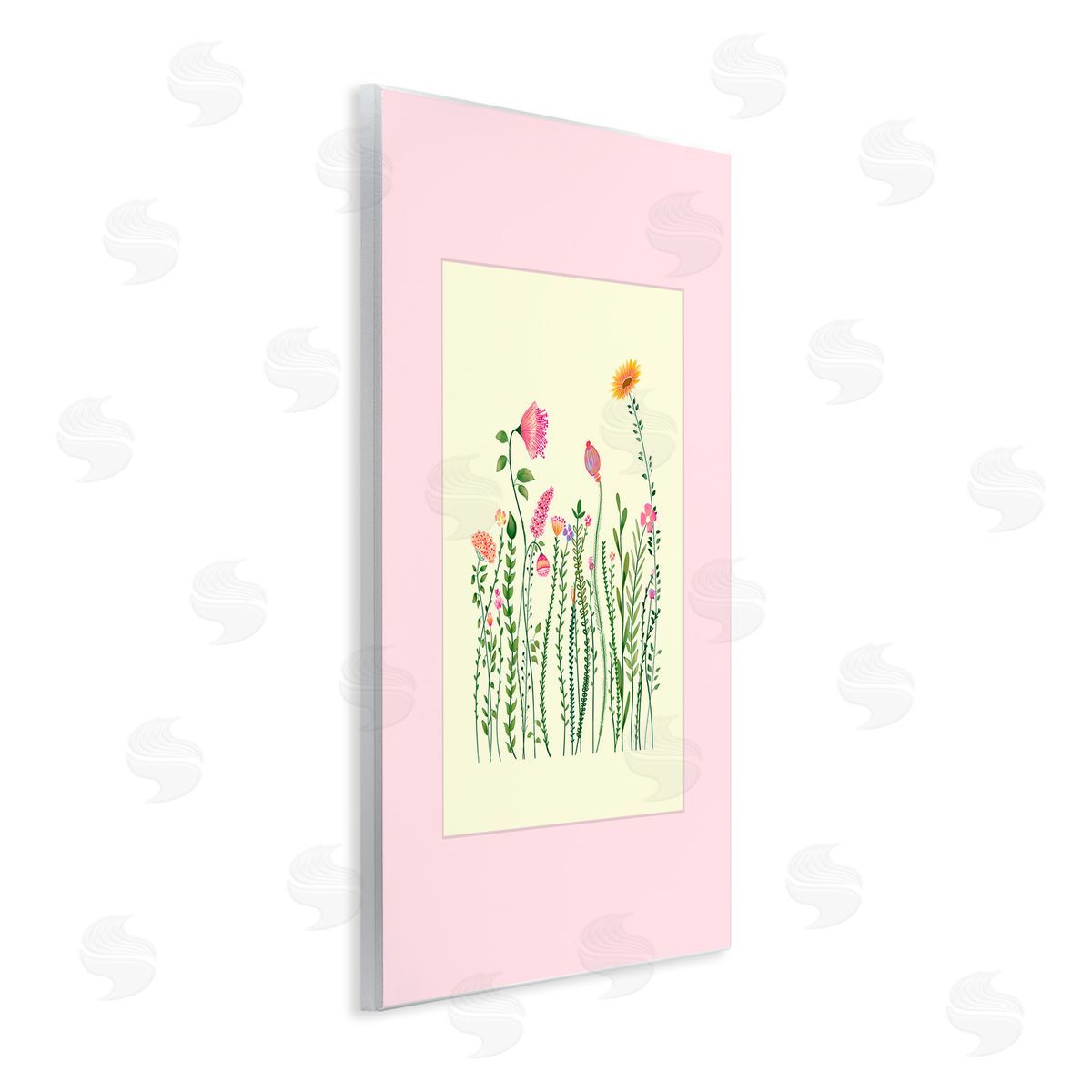 Pooja Dave Wild Bloom Sprigs over Pink Canvas Wall Art Print