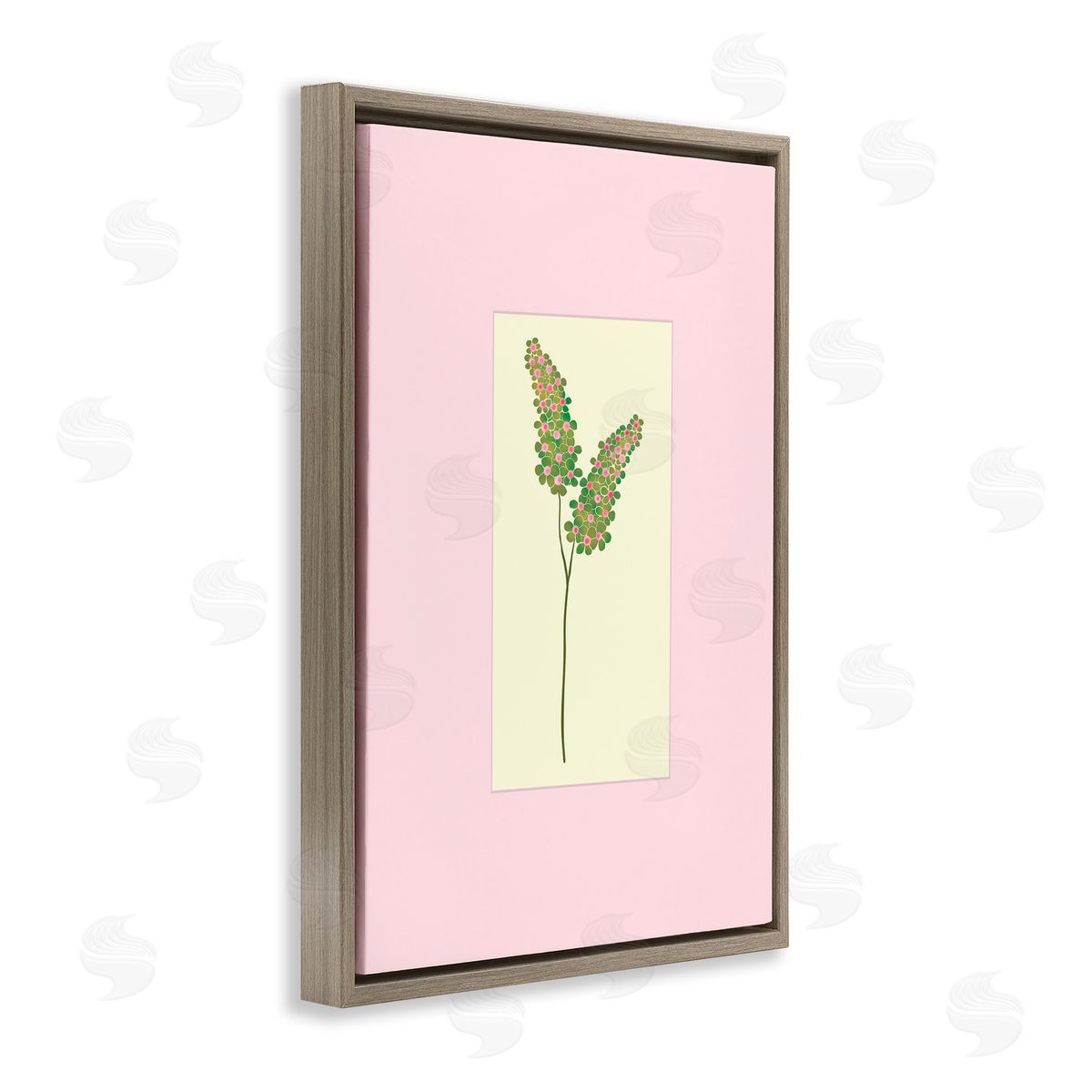Pooja Dave Herb Sprig over Pink Canvas Wall Art Print