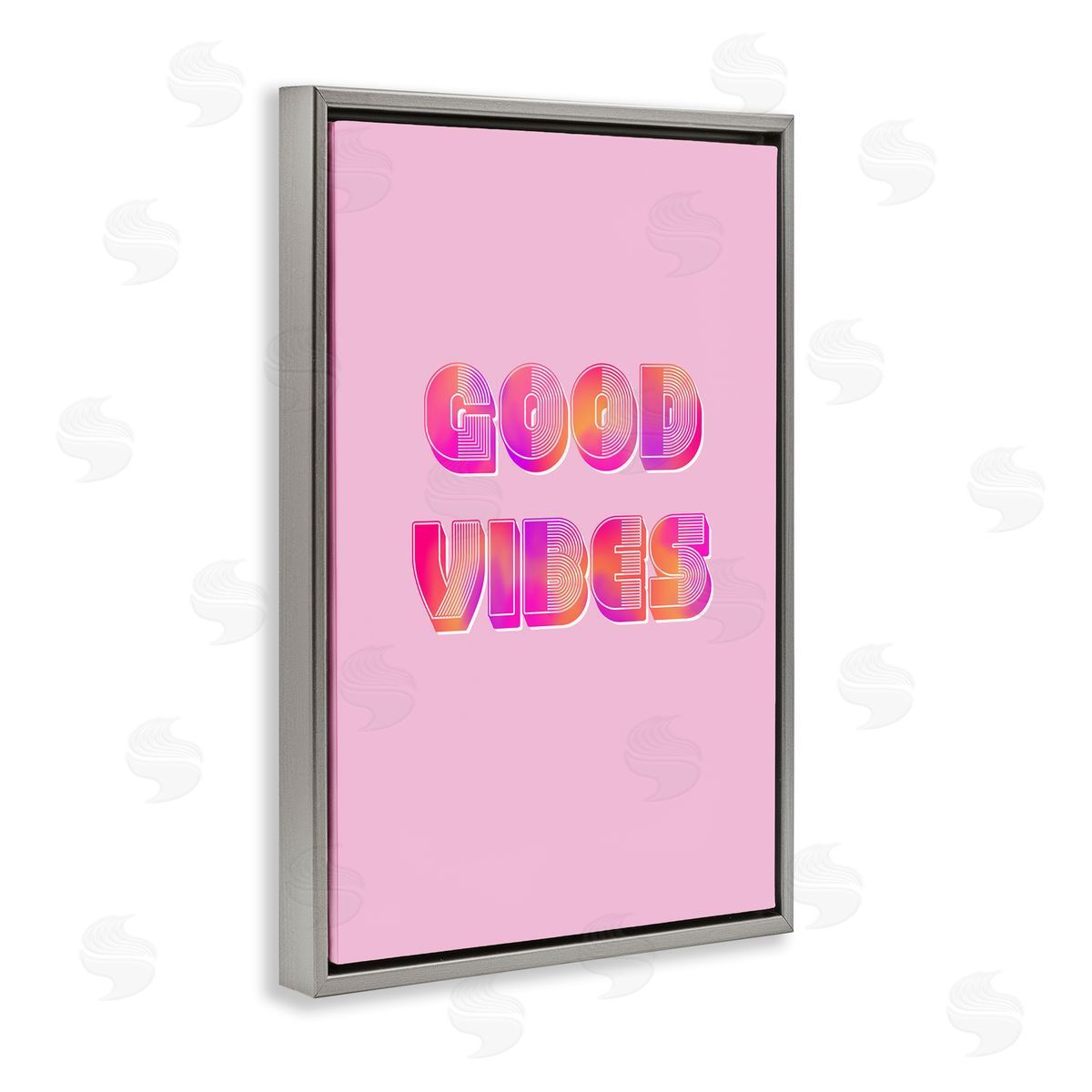 Pooja Dave Pink & Orange Retro Good Vibes Canvas Wall Art Print