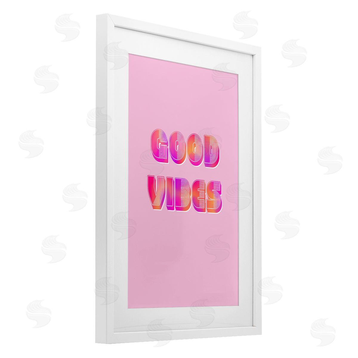 Pooja Dave Pink & Orange Retro Good Vibes Canvas Wall Art Print