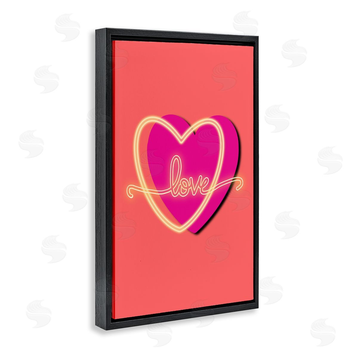 Pooja Dave Love Neon over Heart Canvas Wall Art Print