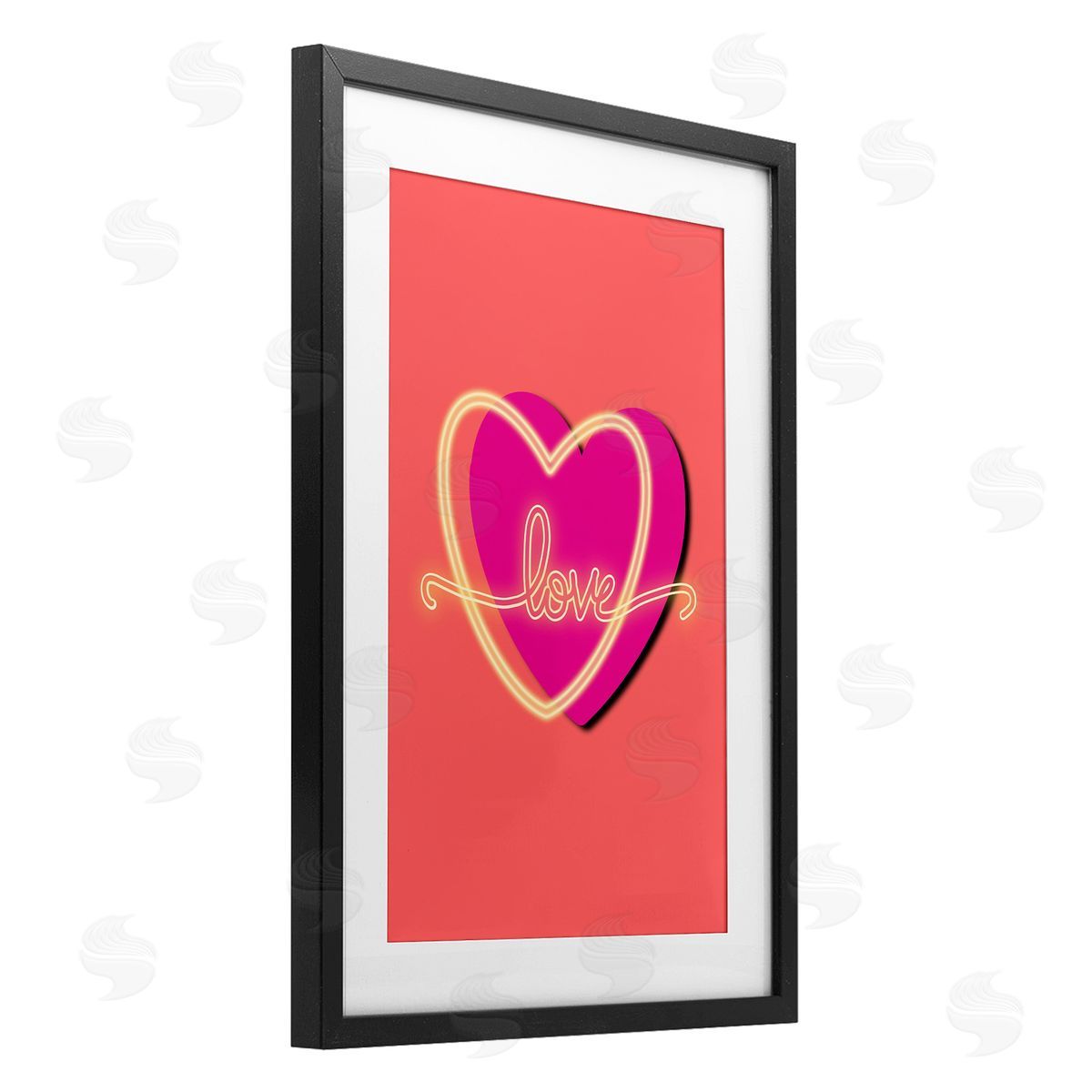 Pooja Dave Love Neon over Heart Canvas Wall Art Print