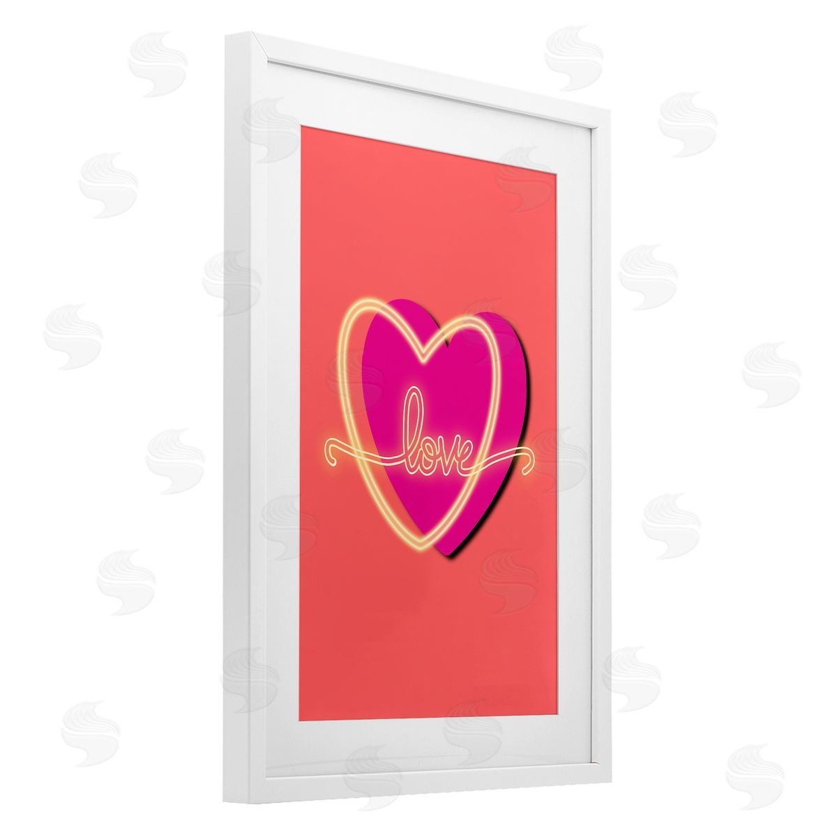 Pooja Dave Love Neon over Heart Canvas Wall Art Print