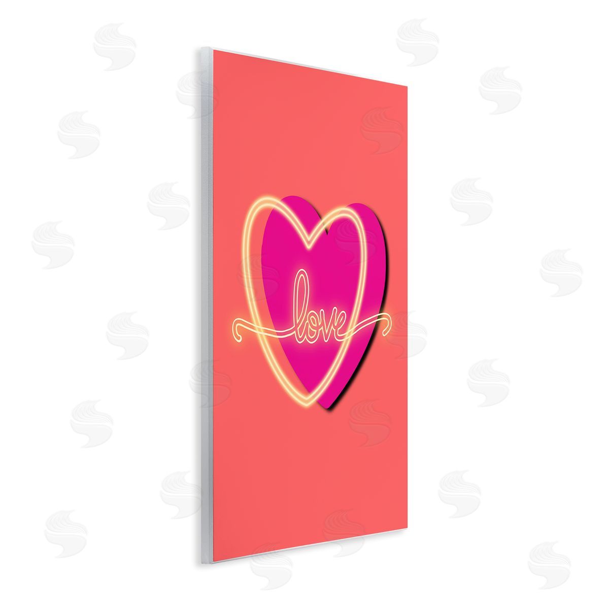 Pooja Dave Love Neon over Heart Canvas Wall Art Print