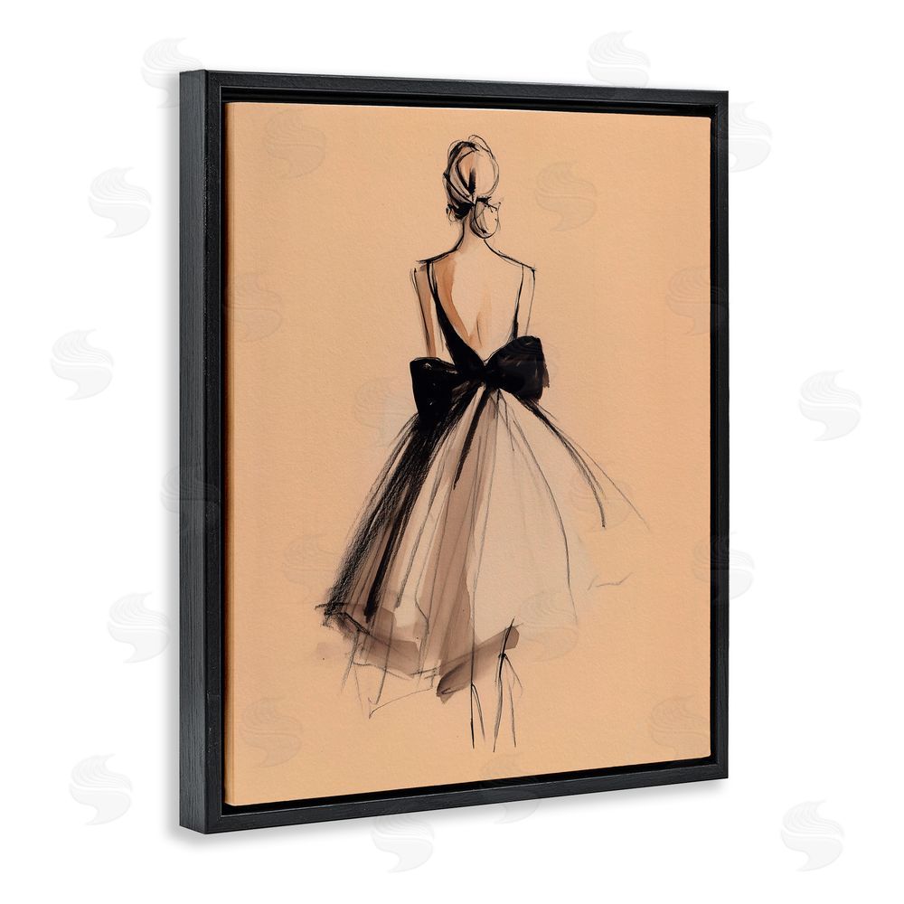 Svetlana Aleynikova Back With A Bow Dress Black Floating Frame Canvas Wall Art Print