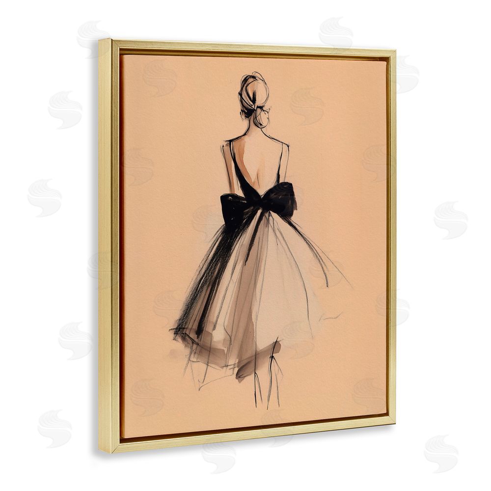 Svetlana Aleynikova Back With A Bow Dress Gold Floating Frame Canvas Art Print