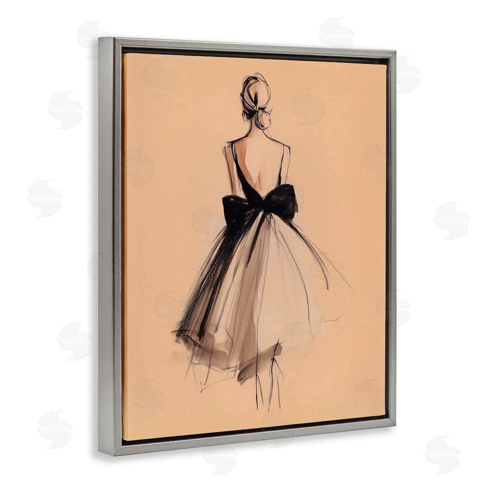 Svetlana Aleynikova Back With A Bow Dress Gray Floating Frame Canvas Art Print