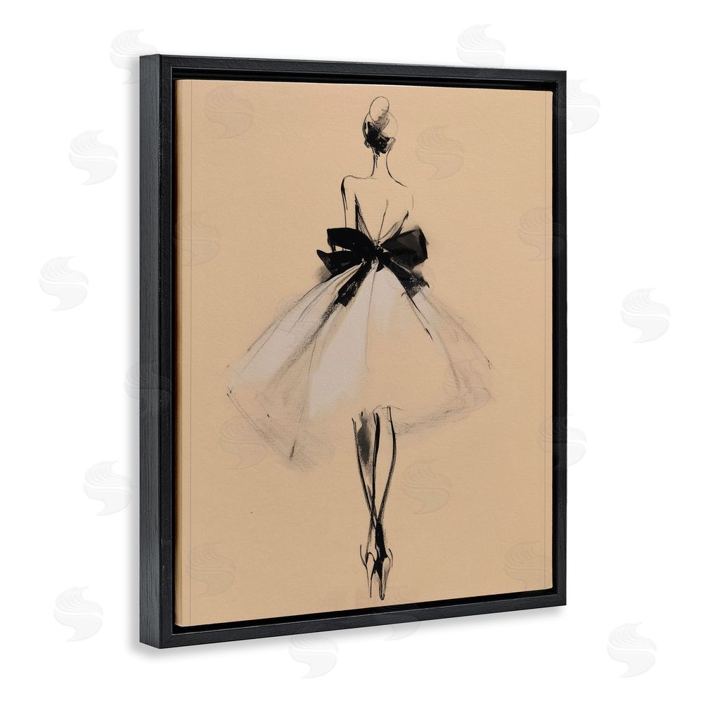 Svetlana Aleynikova Back With Ribbon Gown Black Floating Frame Canvas Wall Art Print