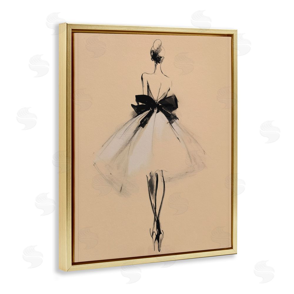 Svetlana Aleynikova Back With Ribbon Gown Gold Floating Frame Canvas Art Print
