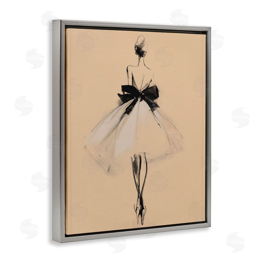 Svetlana Aleynikova Back With Ribbon Gown Gray Floating Frame Canvas Art Print