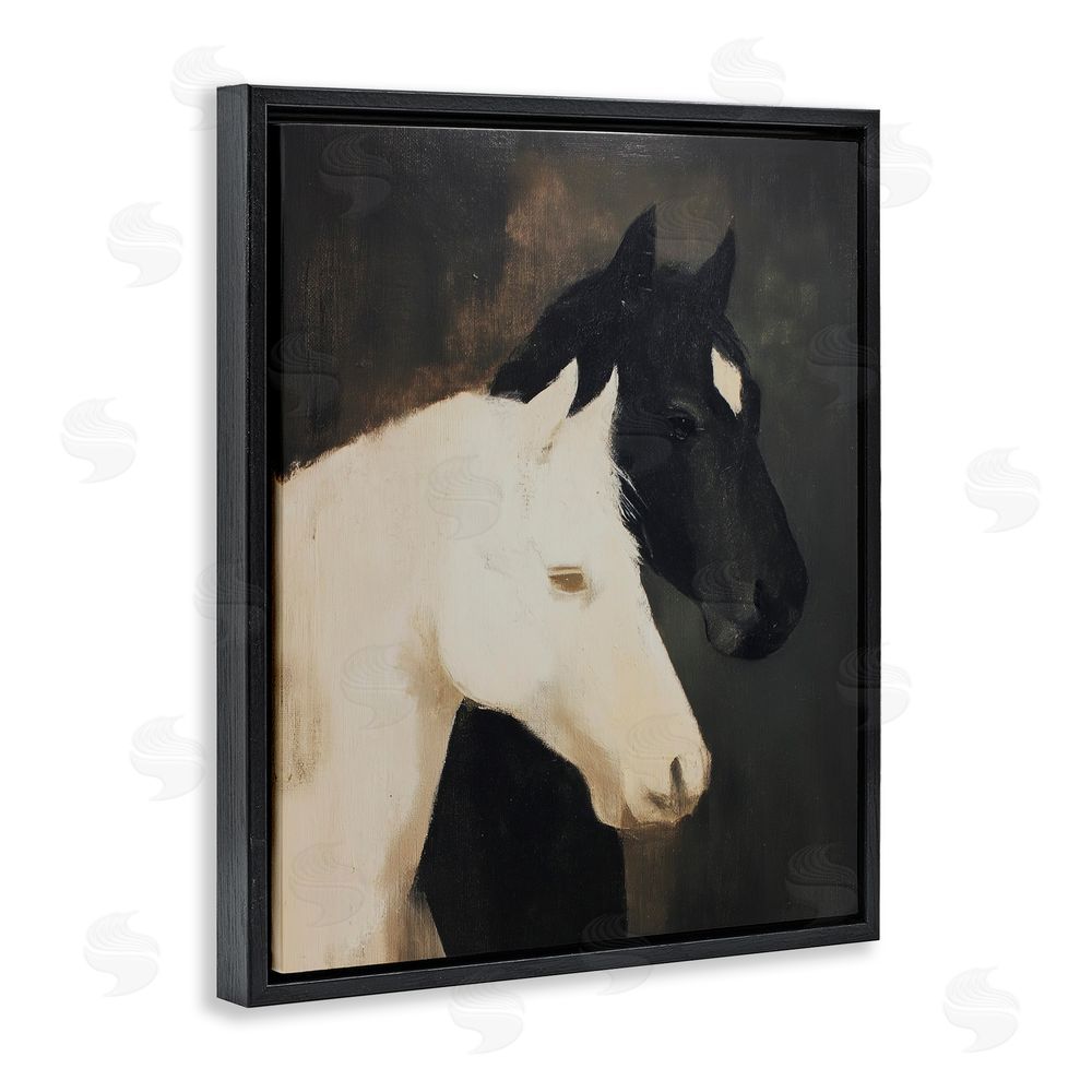 Svetlana Aleynikova Horse Harmony Contrast Black Floating Frame Canvas Wall Art Print