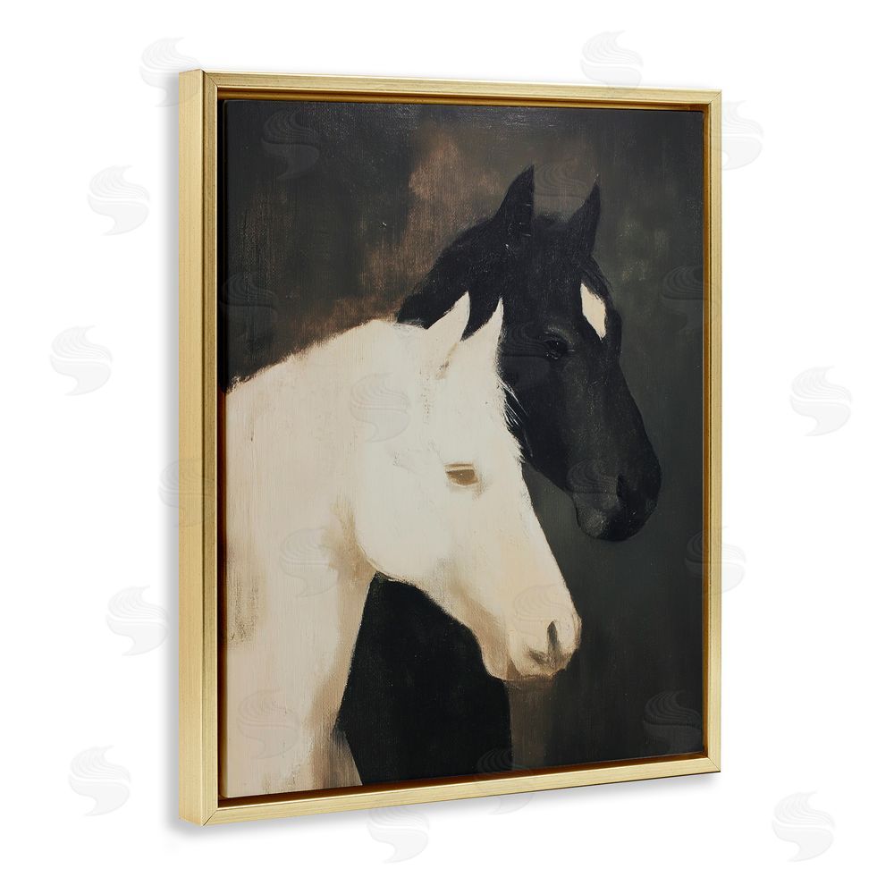 Svetlana Aleynikova Horse Harmony Contrast Gold Floating Frame Canvas Art Print