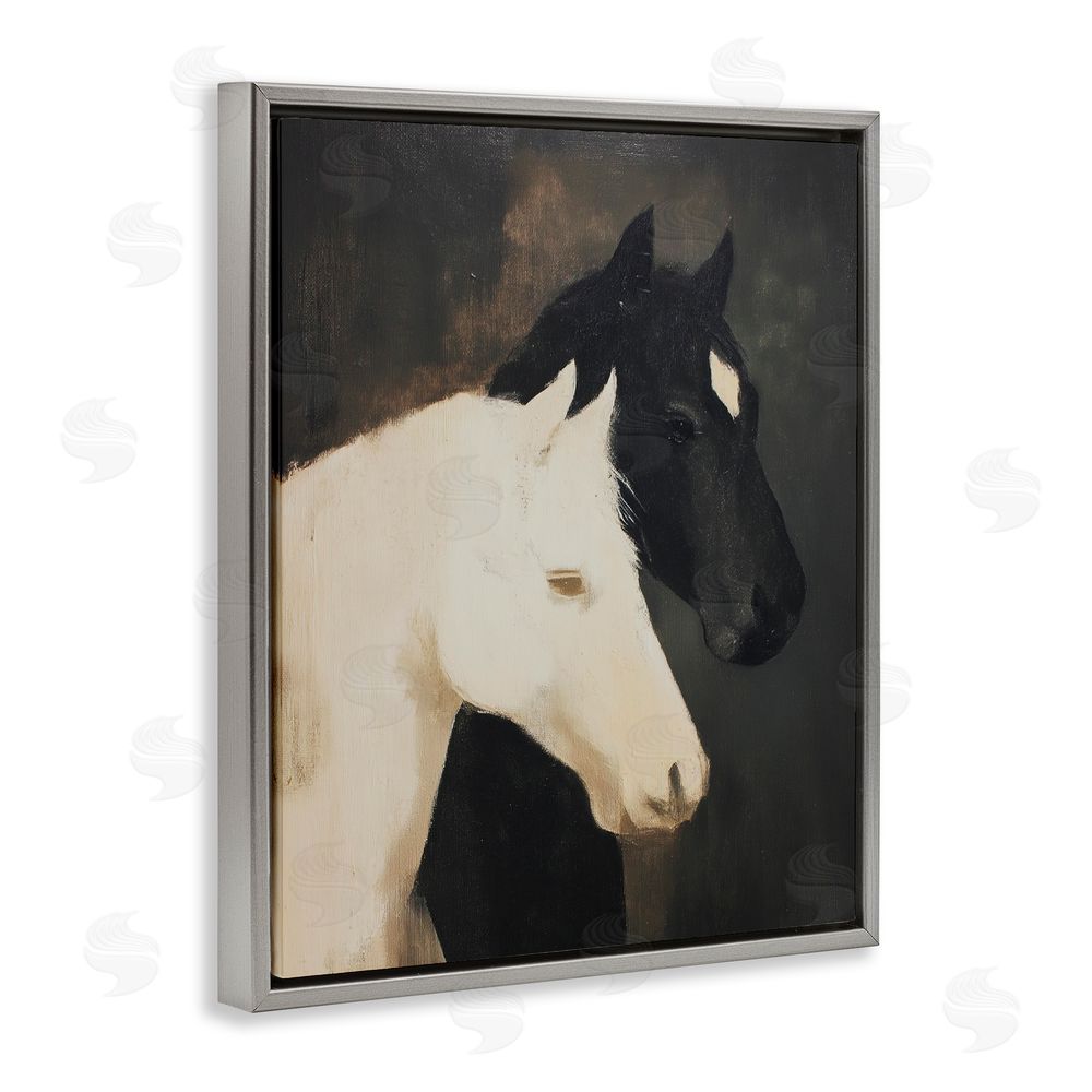 Svetlana Aleynikova Horse Harmony Contrast Gray Floating Frame Canvas Art Print
