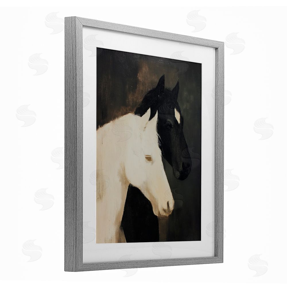 Svetlana Aleynikova Horse Harmony Contrast Gray Framed Print Under Glass Art
