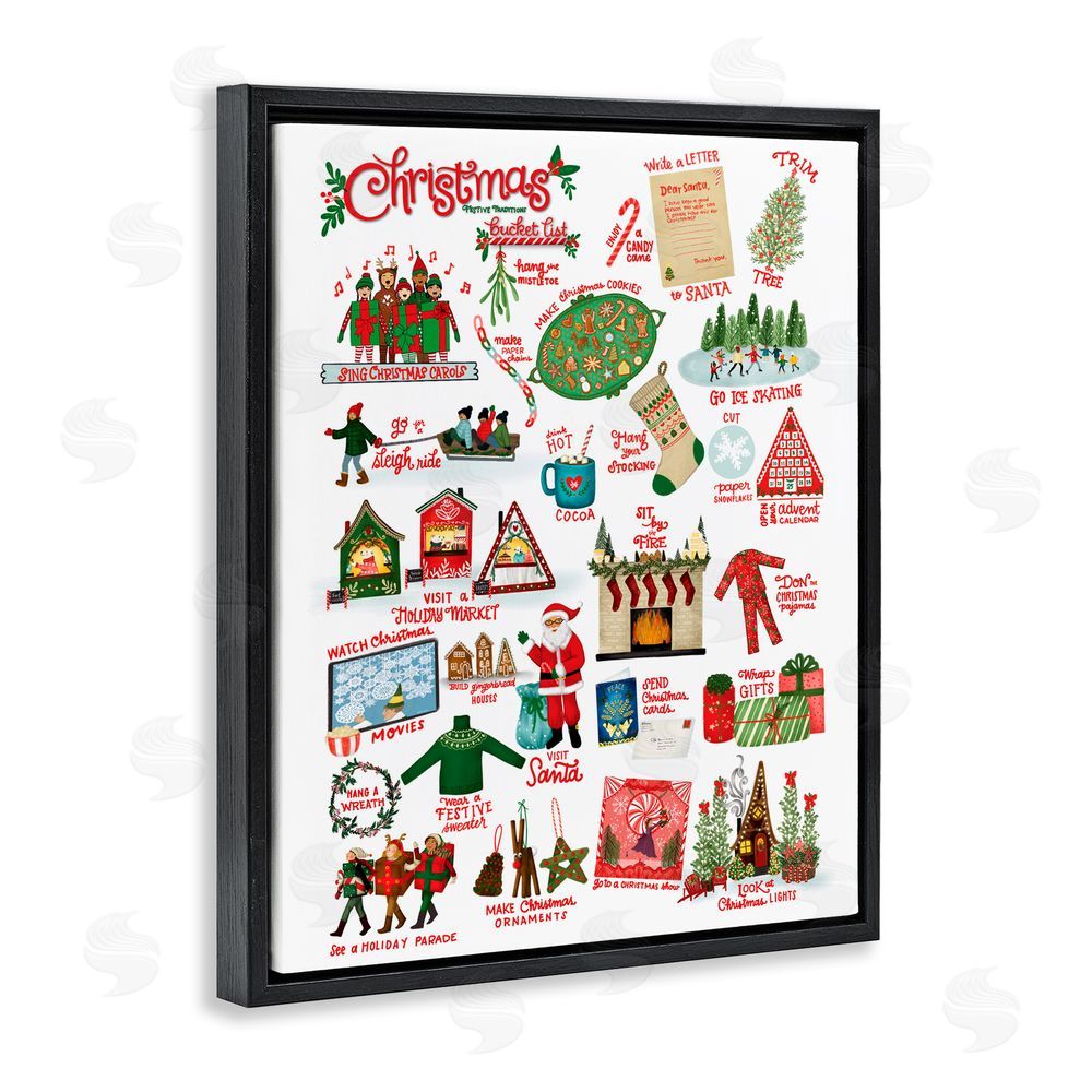 Giao Williams Fun Christmas Traditions Black Floating Frame Canvas Wall Art Print