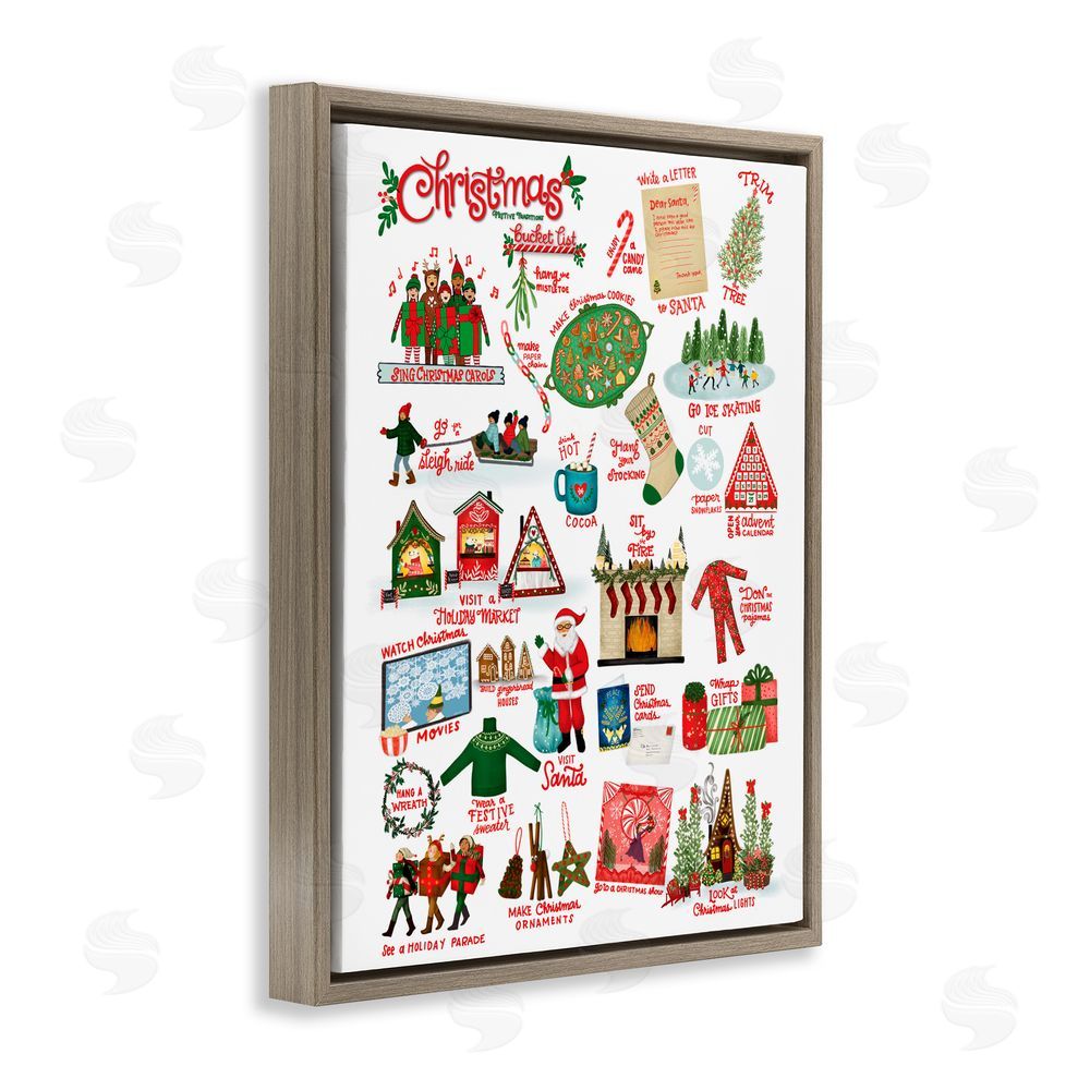 Giao Williams Fun Christmas Traditions Brown Floating Frame Canvas Art Print