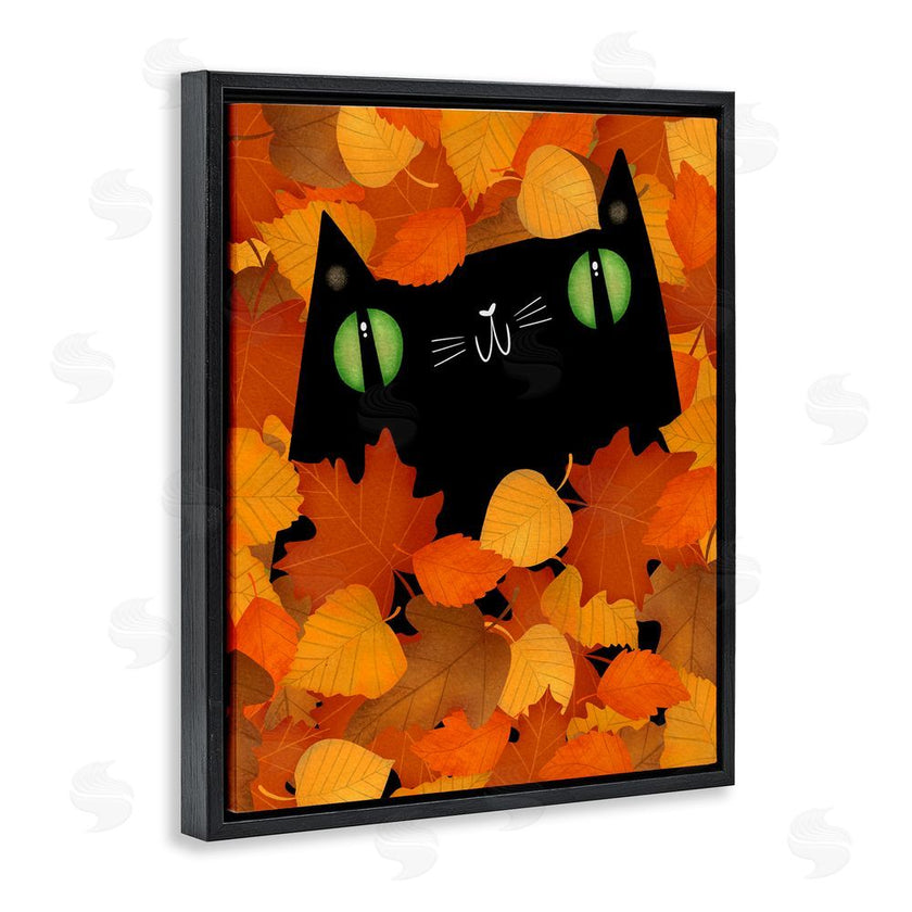 Gabriela Avila | Whimsical Cat Peeking Fall Leaves