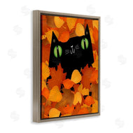 Gabriela Avila | Whimsical Cat Peeking Fall Leaves